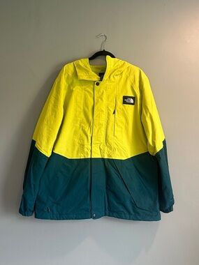 The North Face Men’s Yellow and Dark Green Hooded Ski Jacket